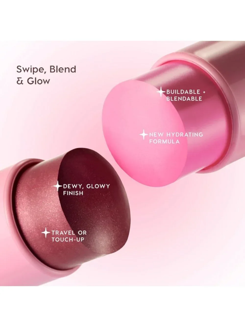 Cream Blush Stick - Dewy, Hydrating Finish - Buildable & Blendable Vegan Makeup